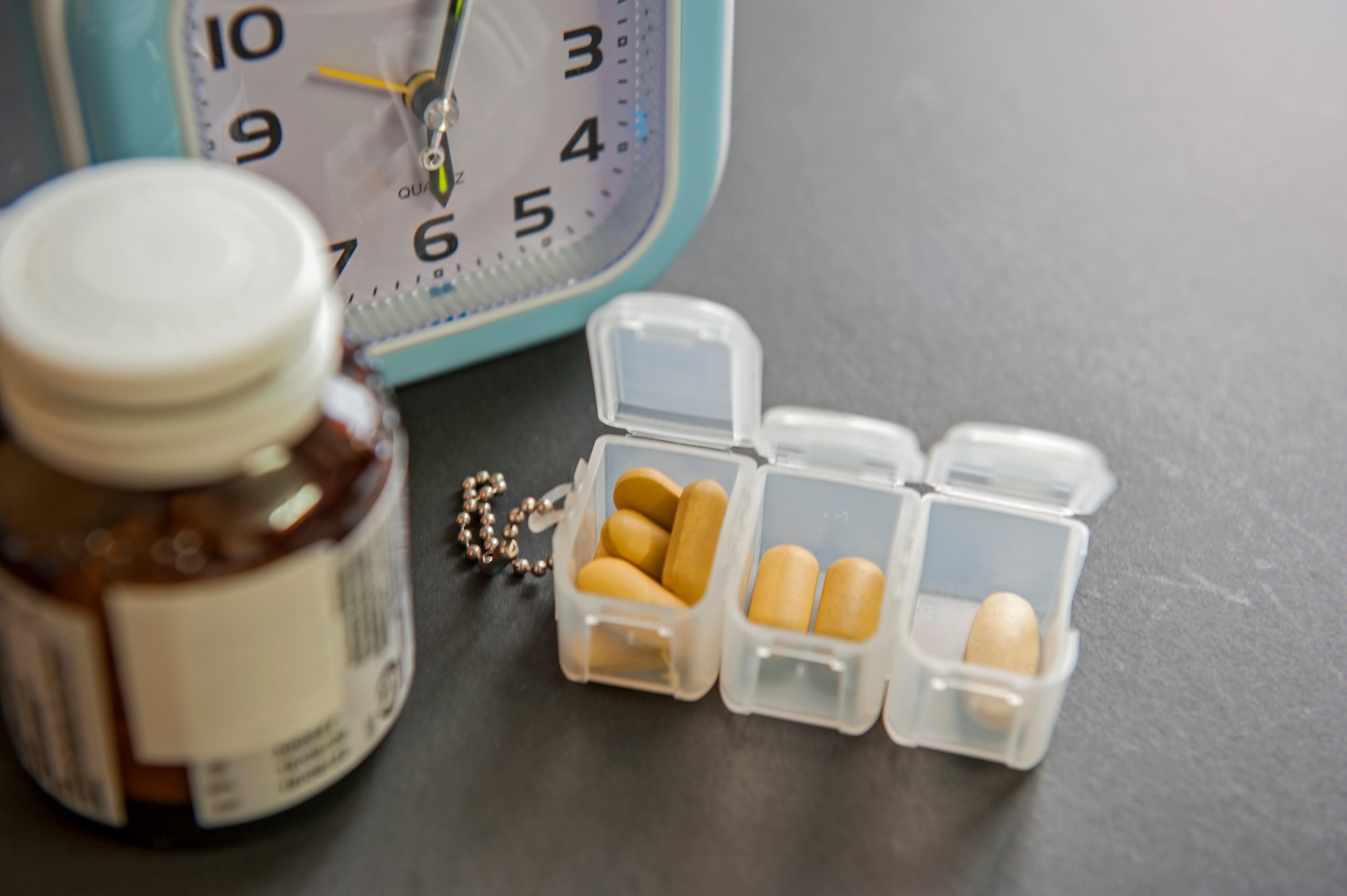 Medication in pill organizer